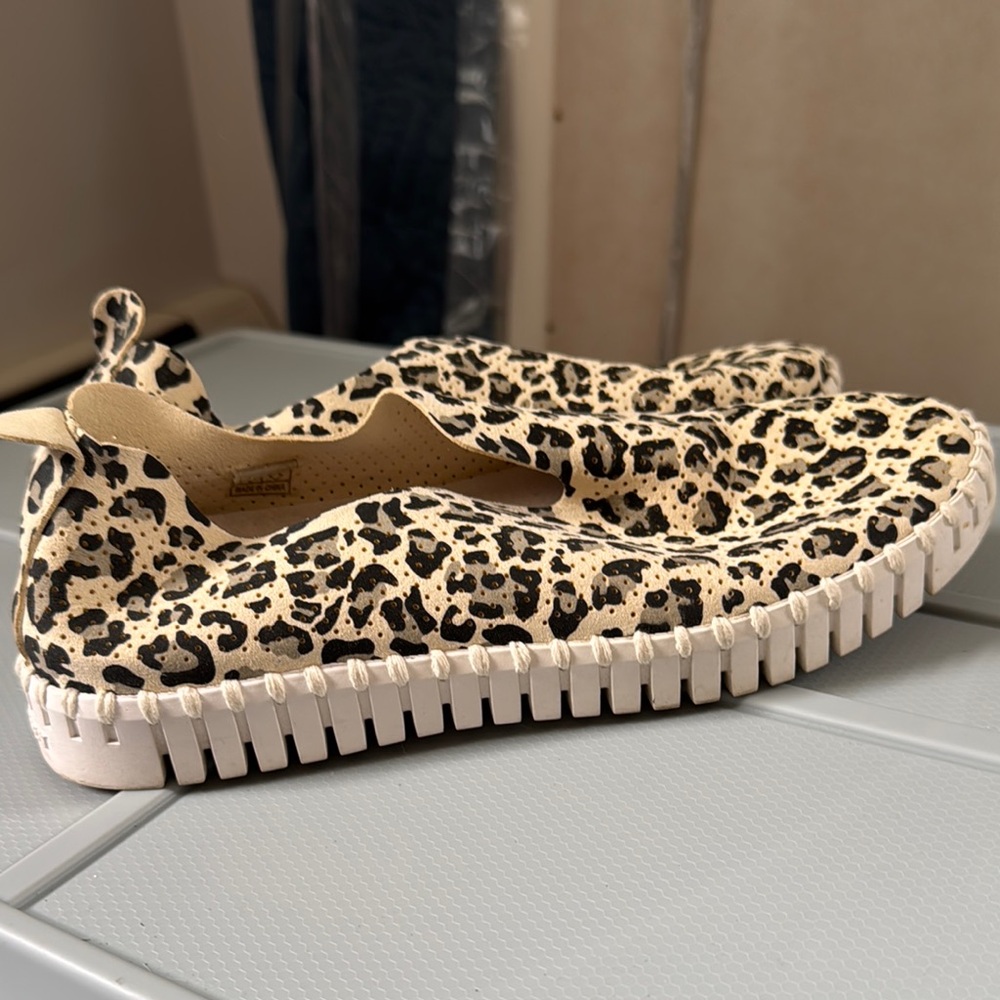 Ilse Jacobsen Animal Print Slip-On Shoes.